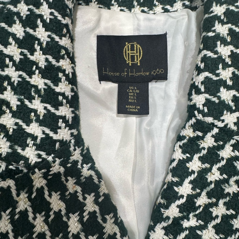 House of Harlow 1960 green and White Houndstooth Jacket